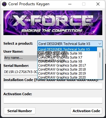 Corel Products KeyGen 2022 V1 by X-Force KeyGen注册机.png